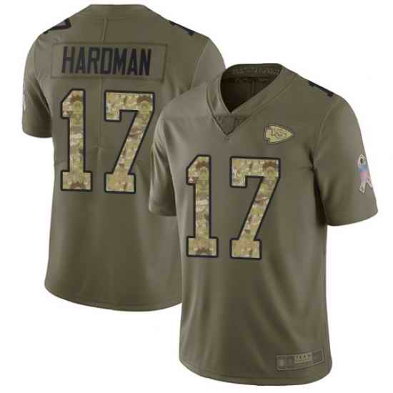 Chiefs 17 Mecole Hardman Olive Camo Men Stitched Football Limited 2017 Salute To Service Jersey
